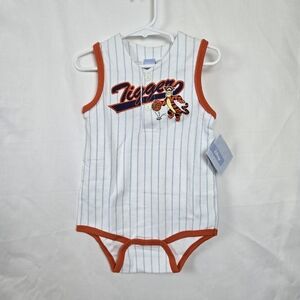Disney Vintage Tigger‎ White Striped Sports Themed Embroidered Bodysuit 24M New